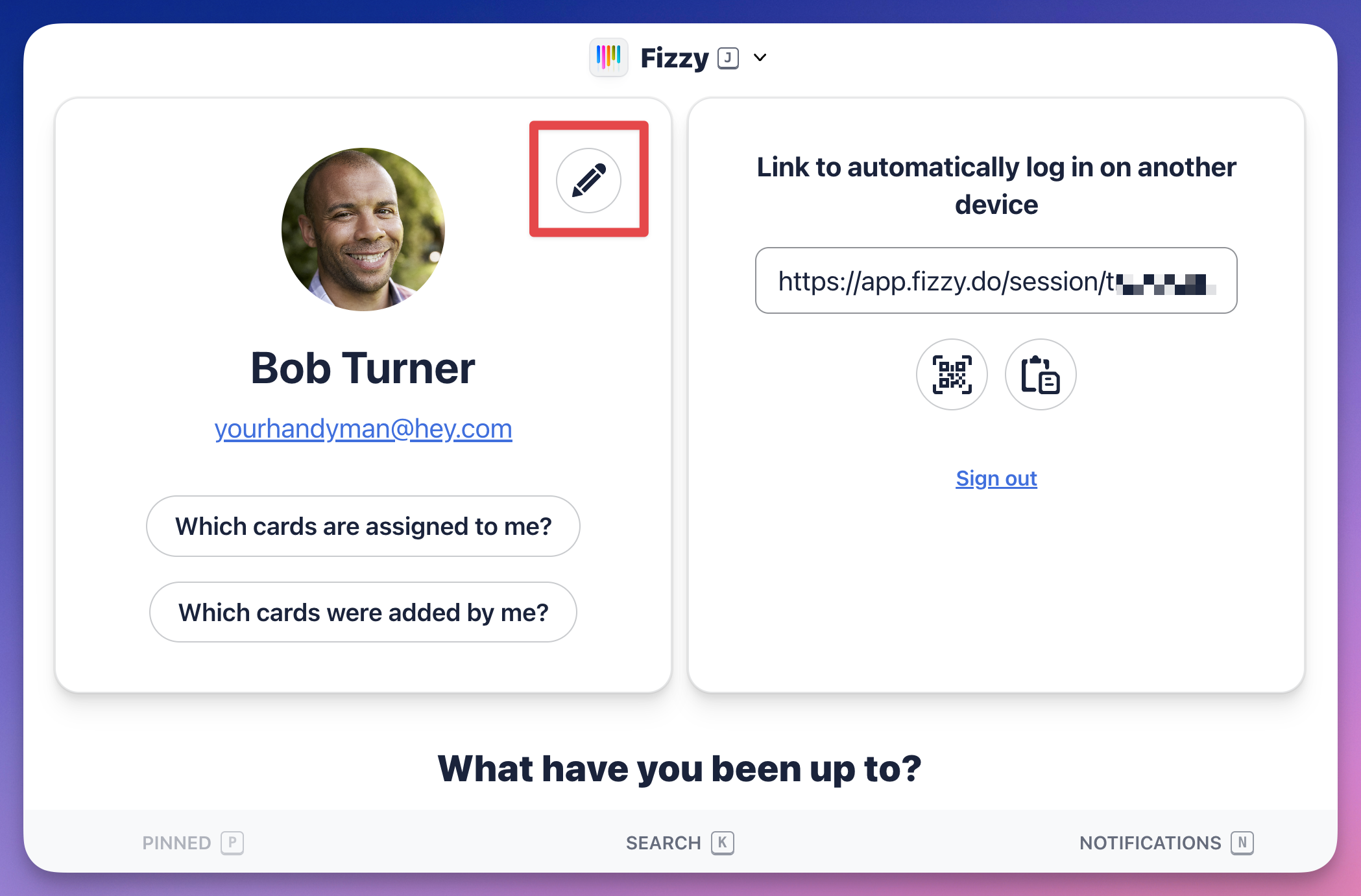 Screenshot a user's My Profile page with the Pencil icon outlined in red.