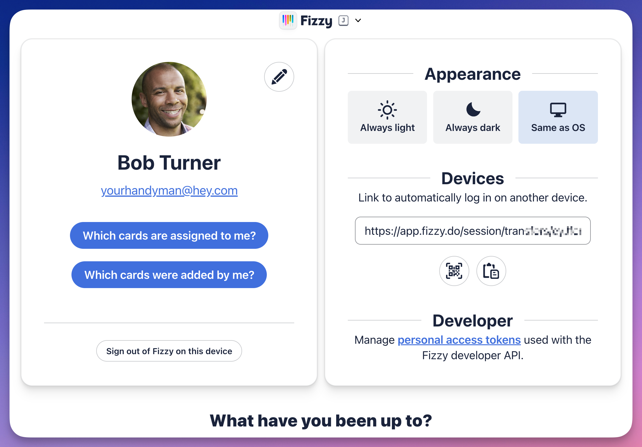 Screenshot of a user's My profile page.