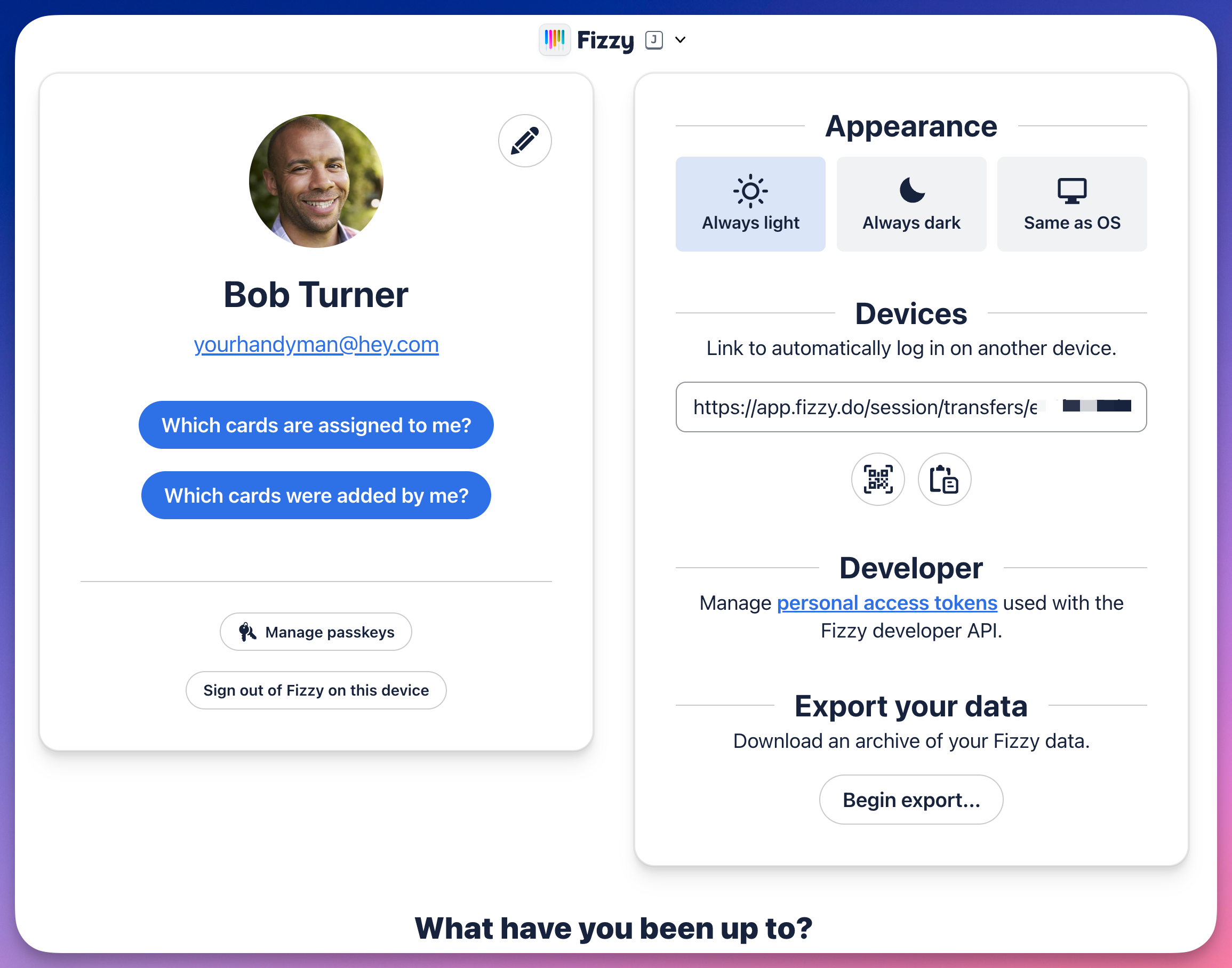 Screenshot of a user's My profile page.