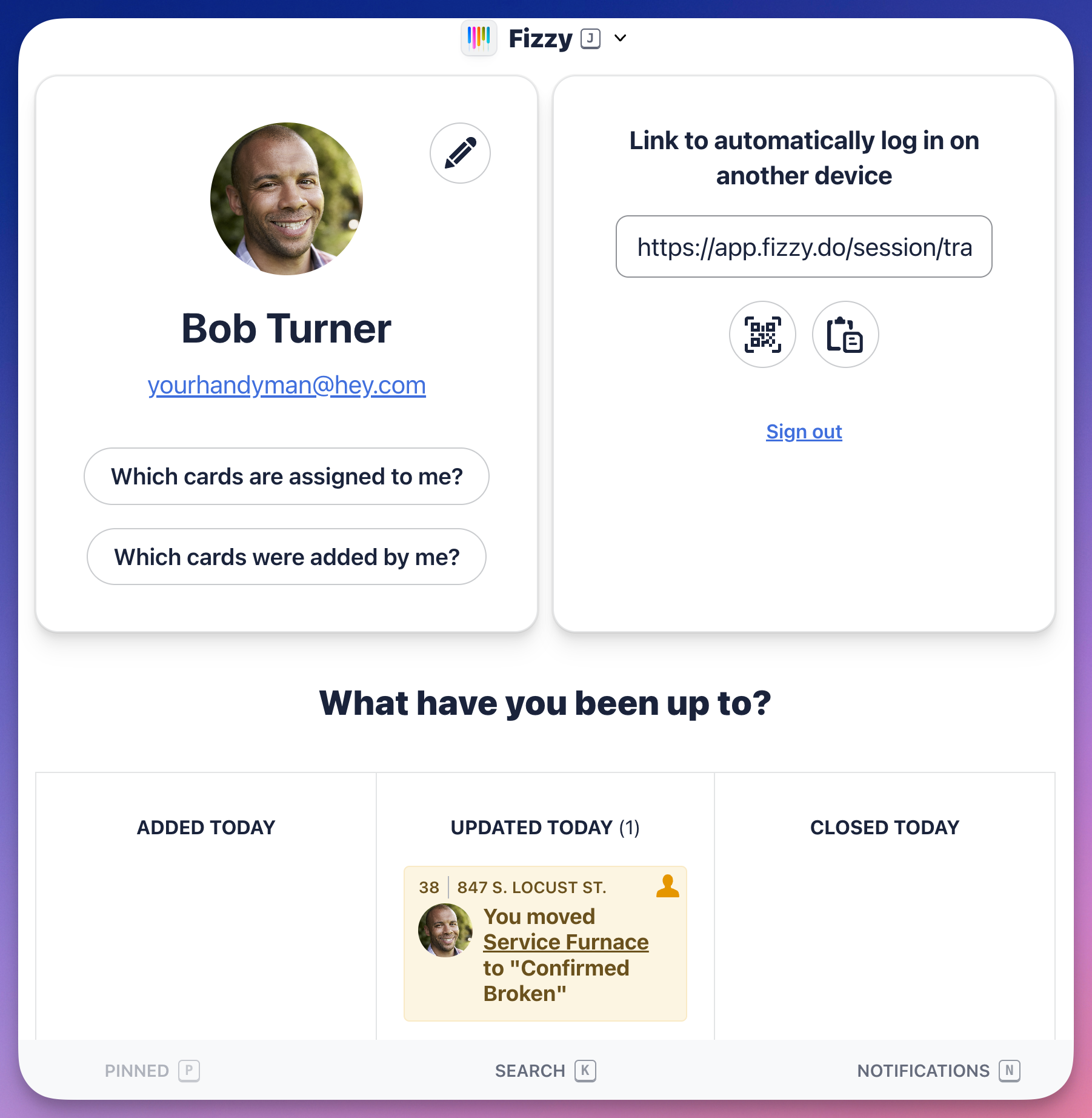 Screenshot of a user's My profile page.
